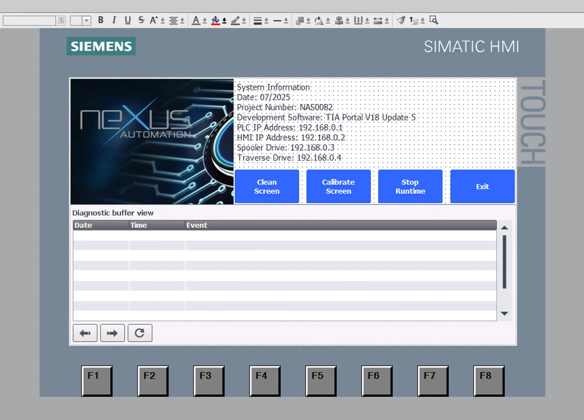 Nexus Automation Ltd Software Development SIEMENS SIMATIC HMI System